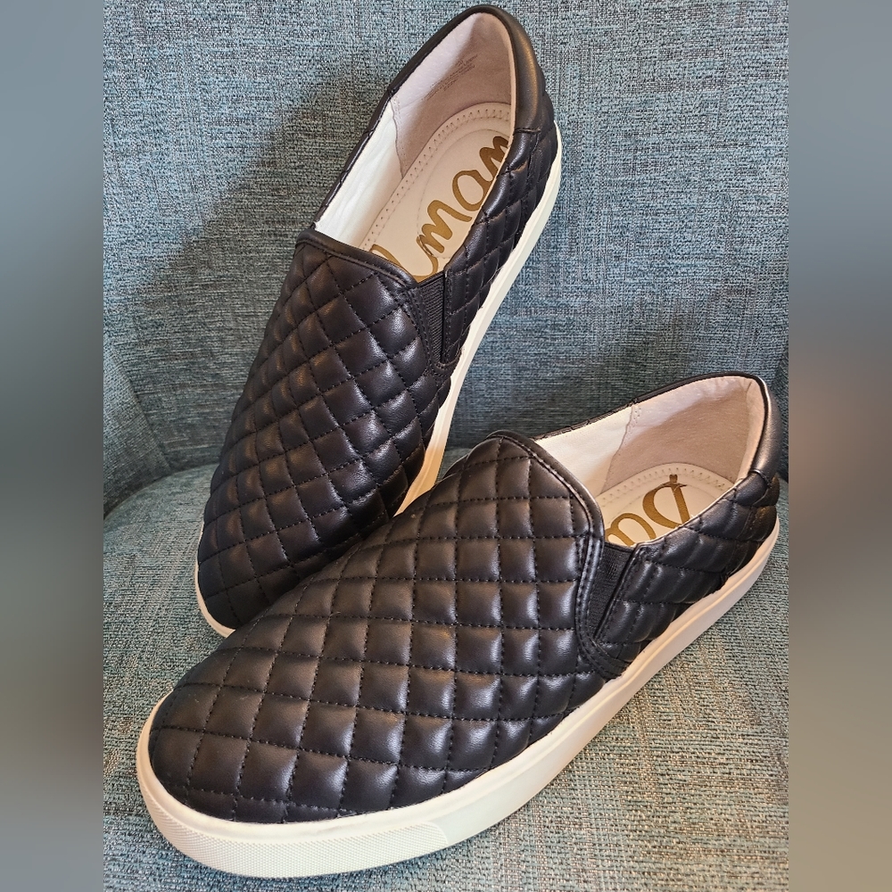 Sam Edelman "Ezzie" Women's Quilted Leather Slip On Sneakers